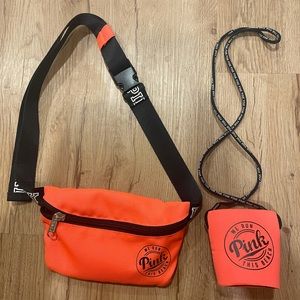 Never Used Coral Pink Fanny Pack w/ Matching Cousy